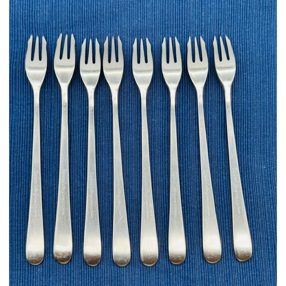 Towle Supreme Cutlery Liberty Bell Cocktail Seafood Fork 3 Tine Japan Lot of 8